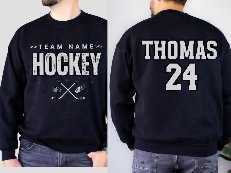 Custom Hockey Team Sweatshirt, Personalized Ice Hockey Hoodie, Hockey Gift, hockey Dad Sweater, Hockey Dad Gift, Gift for Hockey lover image 5
