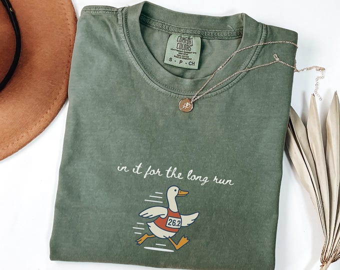 Funny Goose Marathon Runner T-Shirt, 26.2 Running Shirt, In It for the Long Run Goose Tee for Runners, Funny Race Day Gift for runner