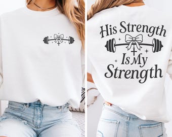 Christian Fitness Sweatshirt, Coquette Gym Sweater, Faith Workout Shirt, Barbell Christian Apparel, Christian Faith Gift, Jesus Shirt