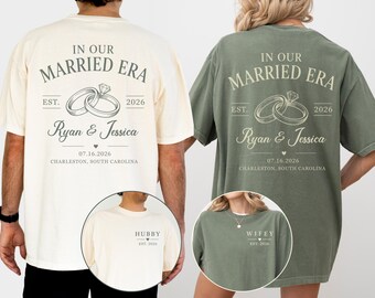 Personalized Wifey & Hubby Shirts, Comfort Colors Matching Honeymoon Outfit, Custom Couple Gift, Bridal Party Anniversary Sweatshirt
