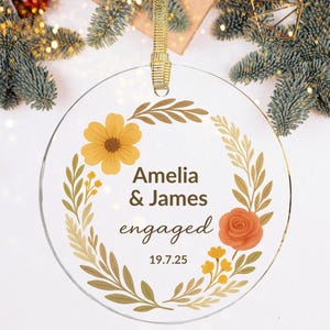 Custom Engagement Ornament, Personalized Engagement Gift, Personalized Christmas Ornament For Engaged Couple, personalized Acrylic ornaments