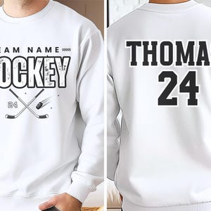 Custom Hockey Team Sweatshirt, Personalized Ice Hockey Hoodie, Hockey Gift, hockey Dad Sweater, Hockey Dad Gift, Gift for Hockey lover image 4