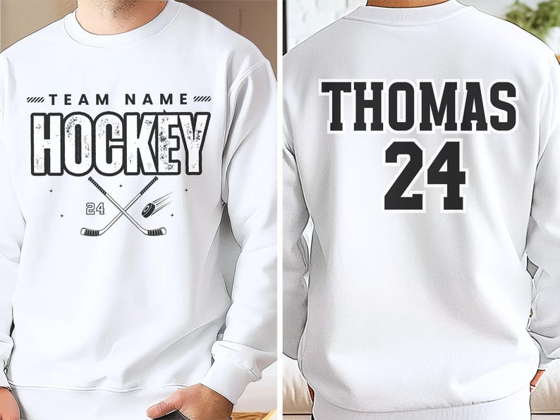 Custom Hockey Team Sweatshirt, Personalized Ice Hockey Hoodie, Hockey Gift, hockey Dad Sweater, Hockey Dad Gift, Gift for Hockey lover image 4