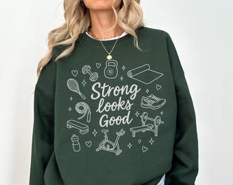 Fitness Doodle Sweatshirt, Women Gym Sweatshirt, Workout Shirts For Women, Cute Fitness Shirts, Gym Gift For Women, workout sweater