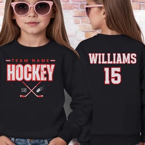 Custom Hockey Team Sweatshirt, Personalized Ice Hockey Hoodie, Hockey Gift, hockey Dad Sweater, Hockey Dad Gift, Gift for Hockey lover image 3
