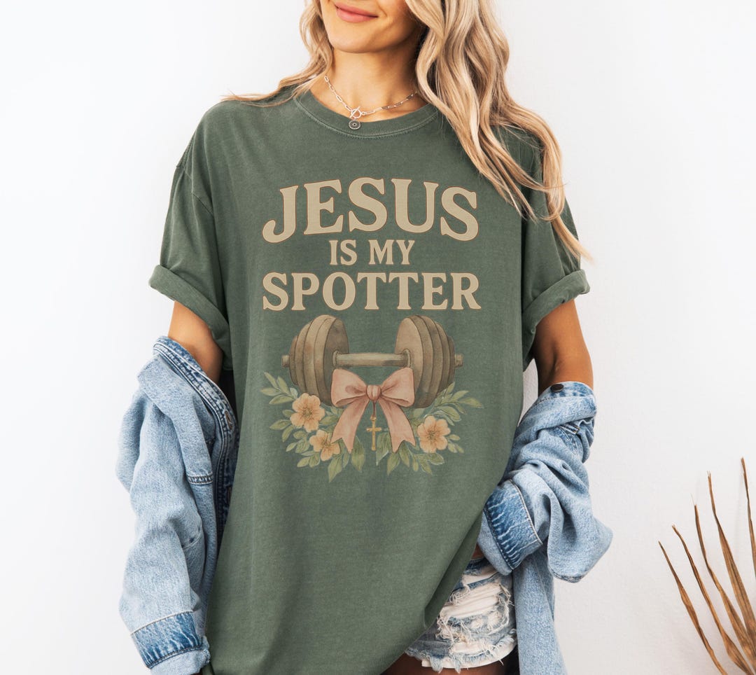 Christian Fitness Tee,, Jesus is My Spotter Shirt, Faith Workout Shirt ...