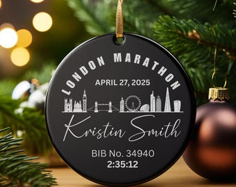 Custom Marathon Runner Ornament For Christmas, Personalized Marathon Finisher, Ornament Gift For Marathon Runner, London Marathon Ornament