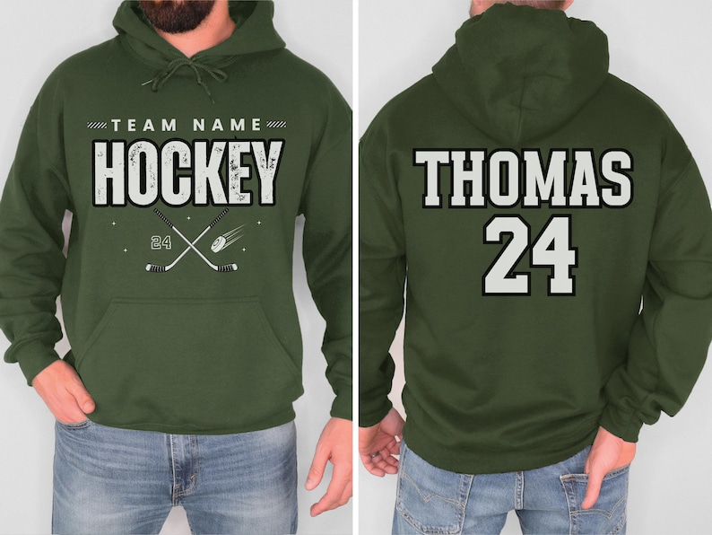 Custom Hockey Team Sweatshirt, Personalized Ice Hockey Hoodie, Hockey Gift, hockey Dad Sweater, Hockey Dad Gift, Gift for Hockey lover image 2