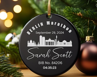 Custom Marathon Runner Ornament For Christmas Personalized Marathon Finisher Ornament Gift For Marathon Runner Berlin running Ornament