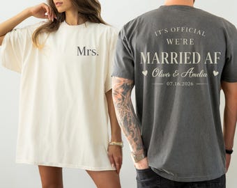 Custom Newlyweds Shirts, Just Married Comfort Colors Mr and Mrs T-Shirts, Matching Honeymoon T-Shirts, Personalized Couple Gifts