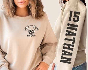 Custom Hockey Mom Sweatshirt, Personalized Hockey Mom Hoodie, Game Day Hockey Hoodie, Name and Number Hockey Sweatshirt, Custom Hockey Gifts