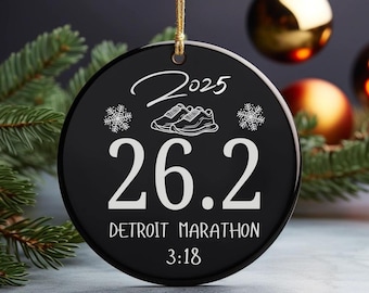 Custom Marathon Ornament, 26.2 Marathon Runner, Personalized Marathon Runner Gift, Christmas Gift for runner , Marathoner Ornament Gifts