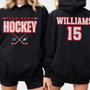 Custom Hockey Team Sweatshirt, Personalized Ice Hockey Hoodie, Custom hockey Gift, hockey Mom Sweater, Hockey Tshirt, Gift for Hockey lover