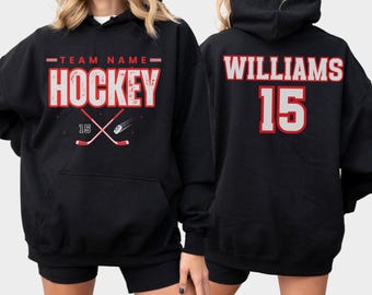 Custom Hockey Team Sweatshirt, Personalized Ice Hockey Hoodie, Custom hockey Gift, hockey Mom Sweater, Hockey Tshirt, Gift for Hockey lover