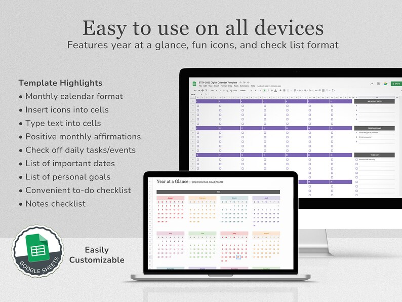 Digital Monthly Calendar 2024 Google Sheets Task Tracker Todo List
