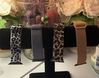 Lot de 4 bracelets en nylon extensible pour Apple Watch