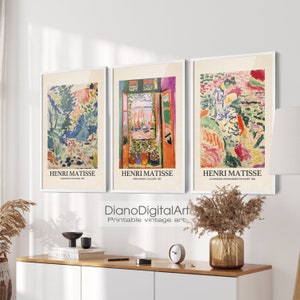 Henri Matisse Set of 3 Gallery Prints for Digital Download  Colorful Tone, Trendy Dorm Room Decor, Printable Exhibition Poster Wall Art