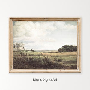 Vintage Landscape Print | Country Oil Painting |  Rustic Farmhouse Decor | Digital Download