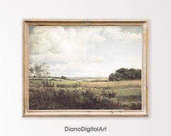 Vintage Landschaftsdruck | Landhaus Ölgemälde | Rustikales Bauernhaus Dekor | Digitaler Download