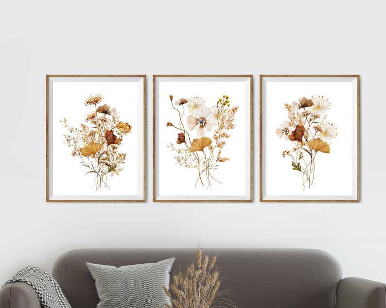 Watercolor Botanical Print Set of 3, Gallery Wall Art, Floral Printable ...