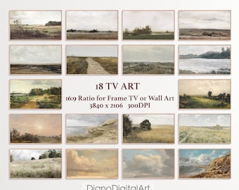 Samsung Frame TV Art Set Vintage Field Landscape Paintings Bundle  of 18 , Vintage Frame TV Art, Instant Download, Frame TV Art Spring