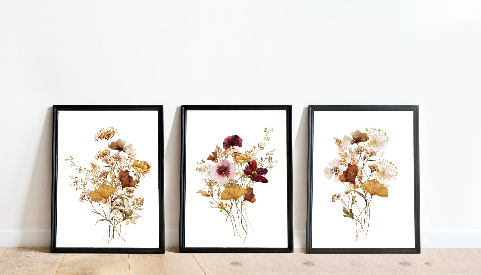 Watercolor Botanical Print Set of 3 Wildflowers Art Floral - Etsy