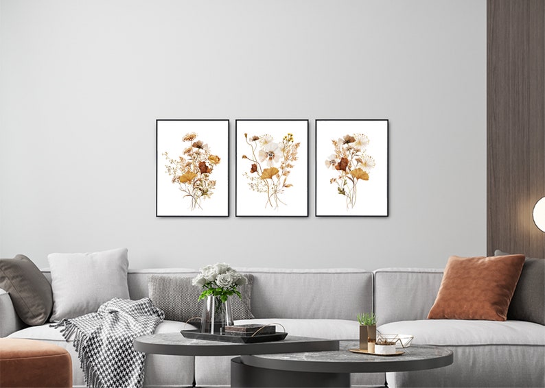 Watercolor Botanical Print Set of 3, Gallery Wall Art, Floral Printable ...