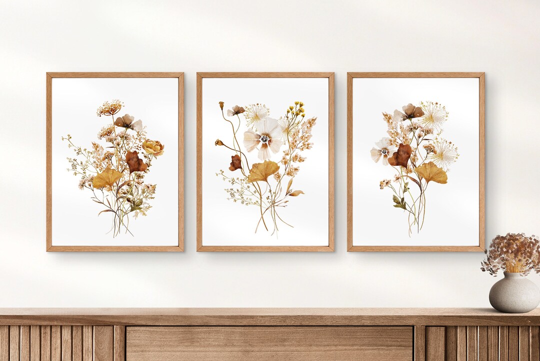 Watercolor Botanical Print Set of 3, Gallery Wall Art, Floral Printable ...