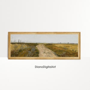 Printable Long Landscape Art | Vintage Print Country Landscape Painting |Above Bed Decor| Digital Download