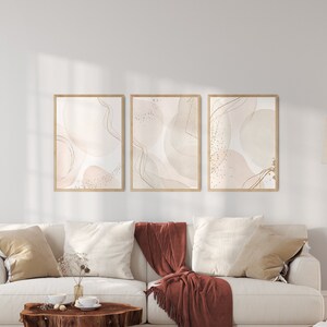 Beige Abstract Print, Set of 3 Printable Wall Art, Minimalist Neutral ...