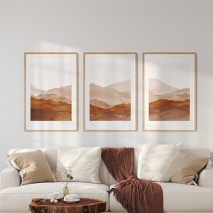 Watercolor Abstract landscape Set of 3 Piece  Neutral Wall Art Beige Print  Instant Digital Download Minimalist  Poster Printable Art Decor