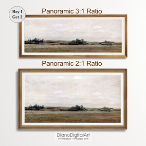 Printable Long Landscape Art, Above Bed Decor, Rustic Farmhouse Decor, Spring Field Landscape, Muted Colors Decor, Digital Download