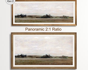 Printable Long Landscape Art, Above Bed Decor, Rustic Farmhouse Decor, Spring Field Landscape, Muted Colors Decor, Digital Download