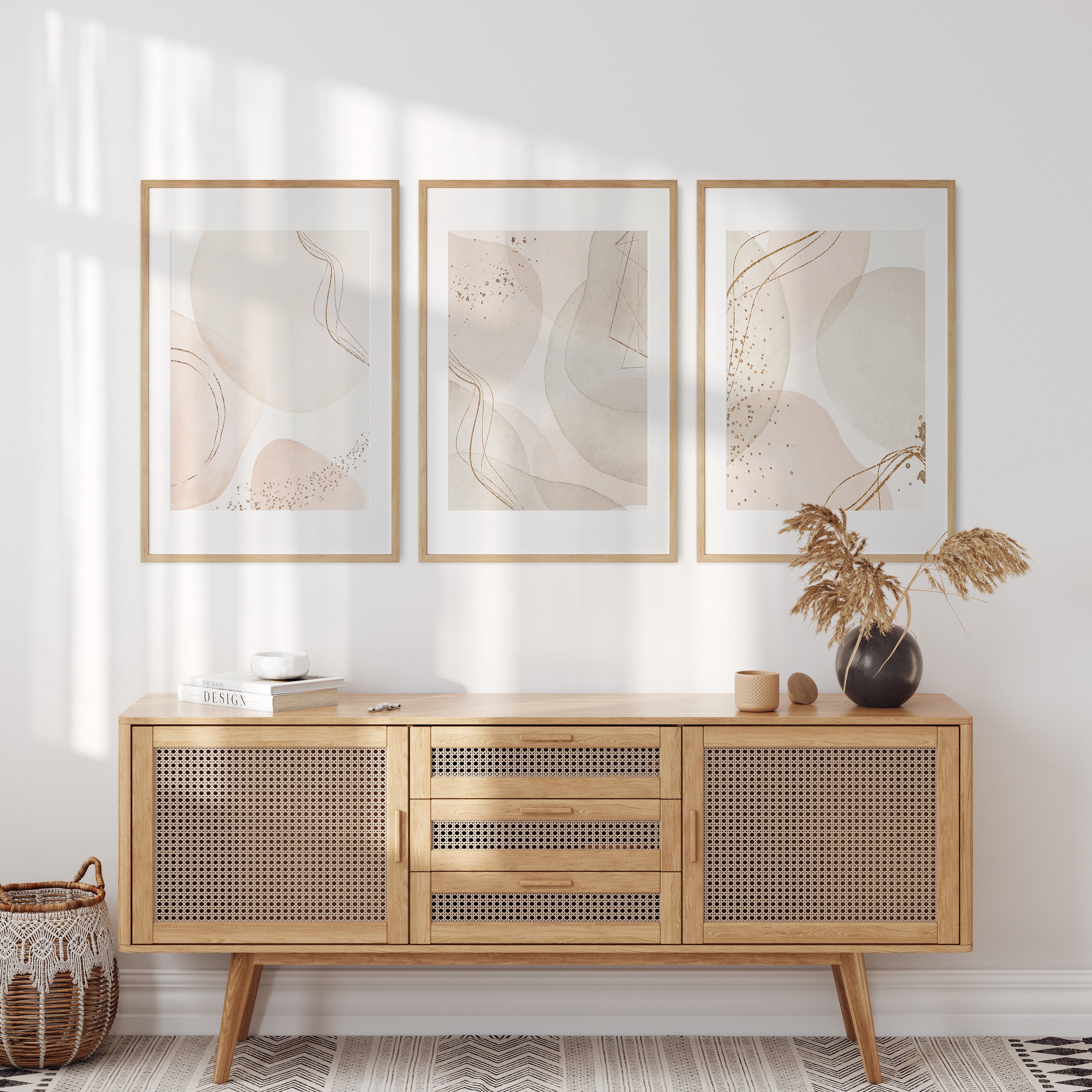 Beige Abstract Print, Set of 3 Printable Wall Art, Minimalist Neutral ...