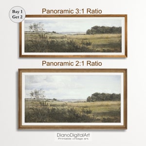 Printable Long Landscape Art, Country Oil Painting, Above Bed Decor, Rustic Farmhouse Decor, Digital Download