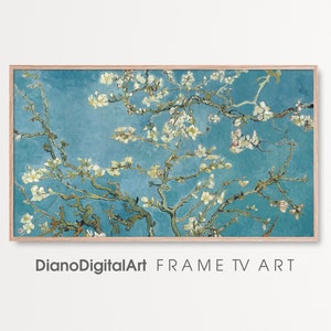 Samsung Frame TV-konst Vår | Väggkonst med mandelblommor | Blommig väggdekoration | Digital konst för Frame TV