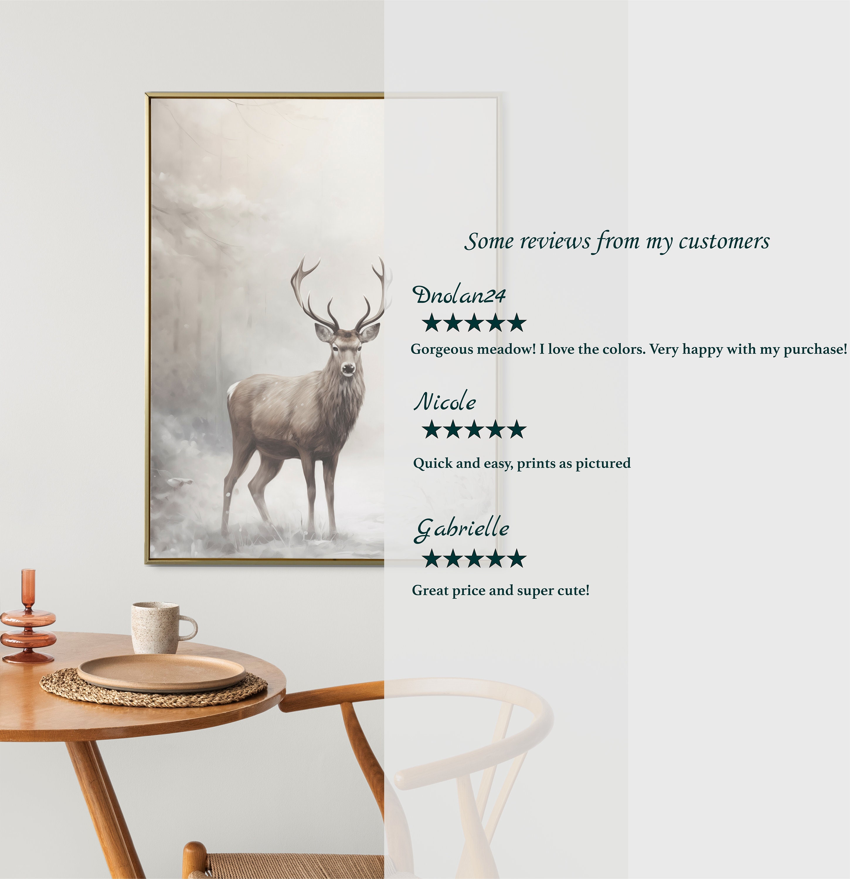 Snowy Winter Forest Wall Art Deer Painting ,farmhouse Christmas Wall ...