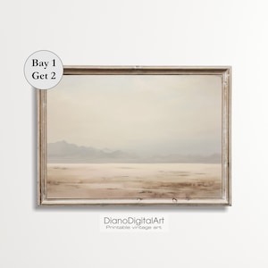 Vintage Art Landscape Painting, Muted Landscape Wall Art, Neutral Minimalist Wall Art, Abstract  landscape, Print Digital Download