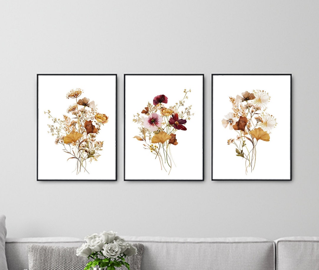 Watercolor Botanical Print Set of 3 Wildflowers Art Floral Printable ...