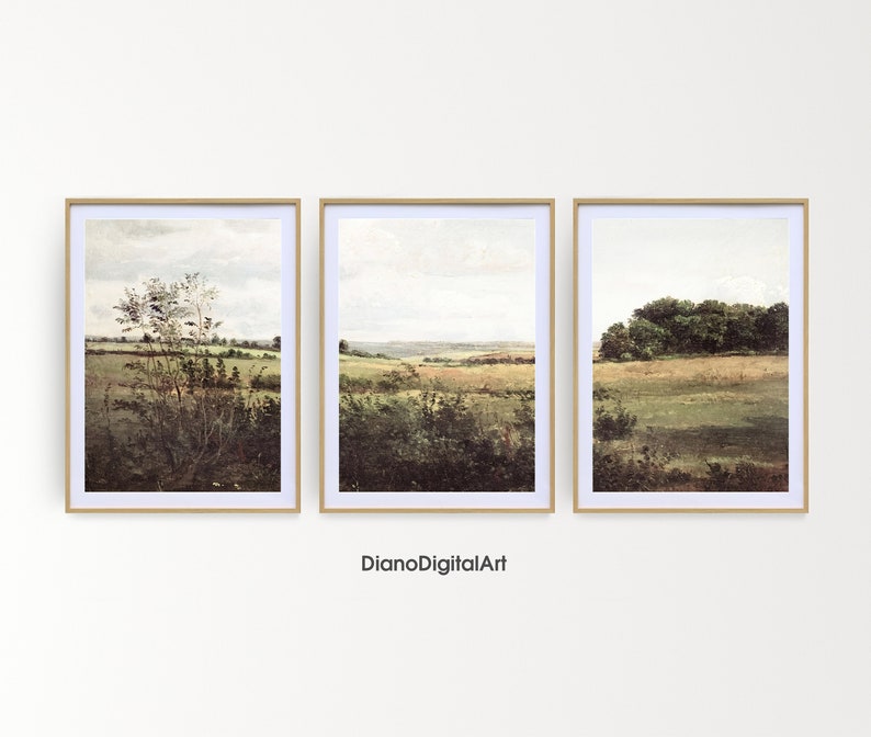 Gemütlicher Vintage-Leinwanddruck: Bauernhaus-Landschaft Mit Bach, Wiesen & Bergwolken – Naturmotiv Für Wohnzimmer, Schlafzimmer Oder Büro, 40,6 X 61 Cm