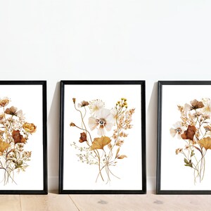 Watercolor Botanical Print Set of 3, Gallery Wall Art, Floral Printable ...