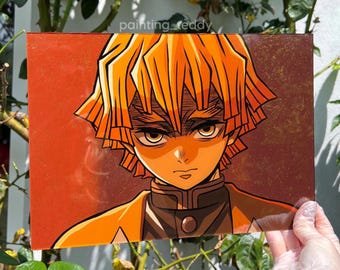 Zenitsu, Tanjiro, Nezuko,Mitsuri Kanroji Glass Paintings Anime Wall Decor