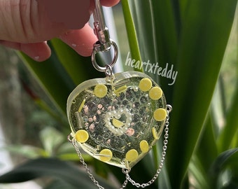 Coquette Chain Lemon Heart Shaker Keychain