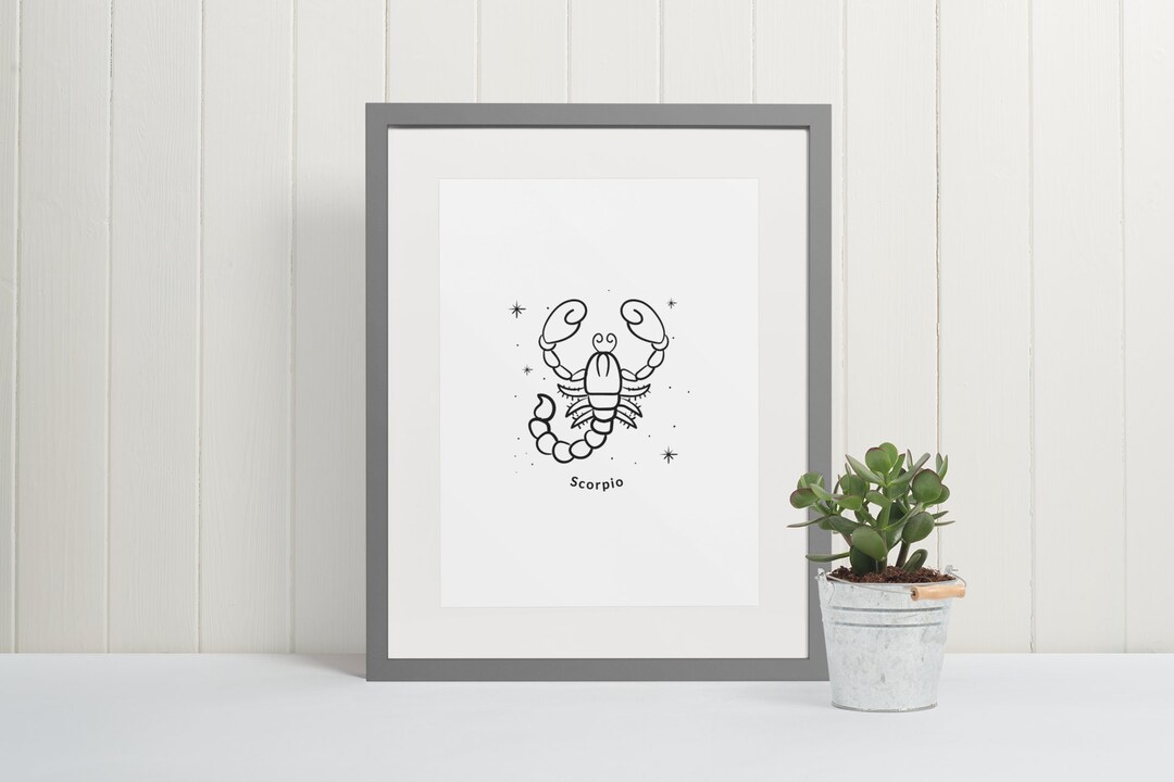 Zodiac Printable Wall Art, Minimalist Wall Art, Scorpio Wall Art