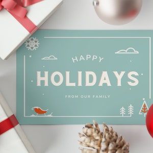 Carte de joyeuses fêtes, carte imprimable, carte de joyeux Noël, carte de voeux de Noël, carte pliable