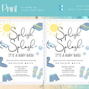 Splish Splash Baby Shower Invitation: Summer Pool Party (digital ...