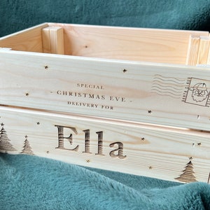 Personalised Wooden Chritsmas Eve Box For Children & Family, Children’s Gift, Christmas Present, Customised Xmas Eve Crate for Christmas
