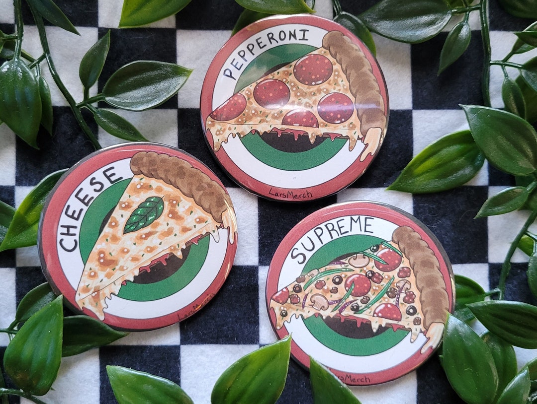 Pizza Art Button - Cheese, Pepperoni, Supreme - Food Lover Gift - Etsy