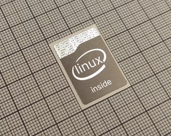 コンピューターケース用ブラック＆シルバーLinux内部ステッカー5枚 18 x 25 mm
