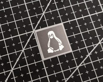 5 x Black & Silver Tux Linux Stickers For The Computer Case